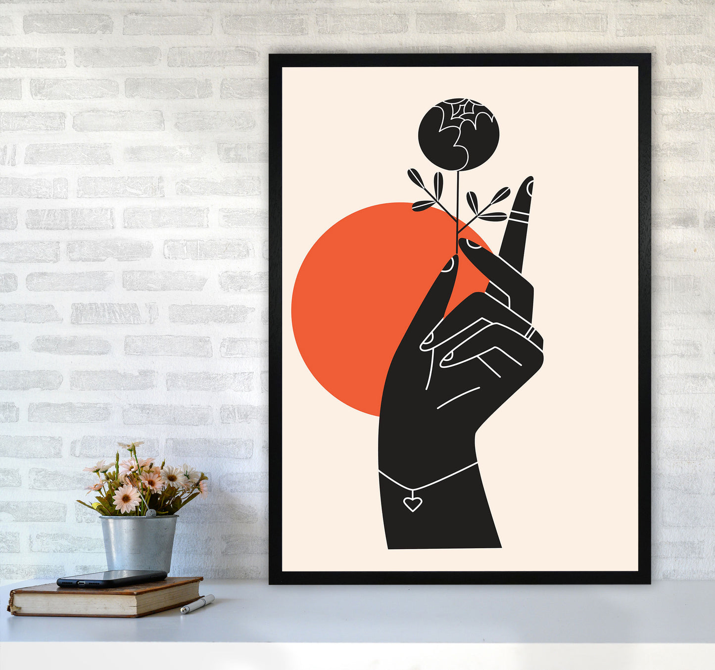 Minimalist Hand Drawing Art Print by Jason Stanley A1 White Frame