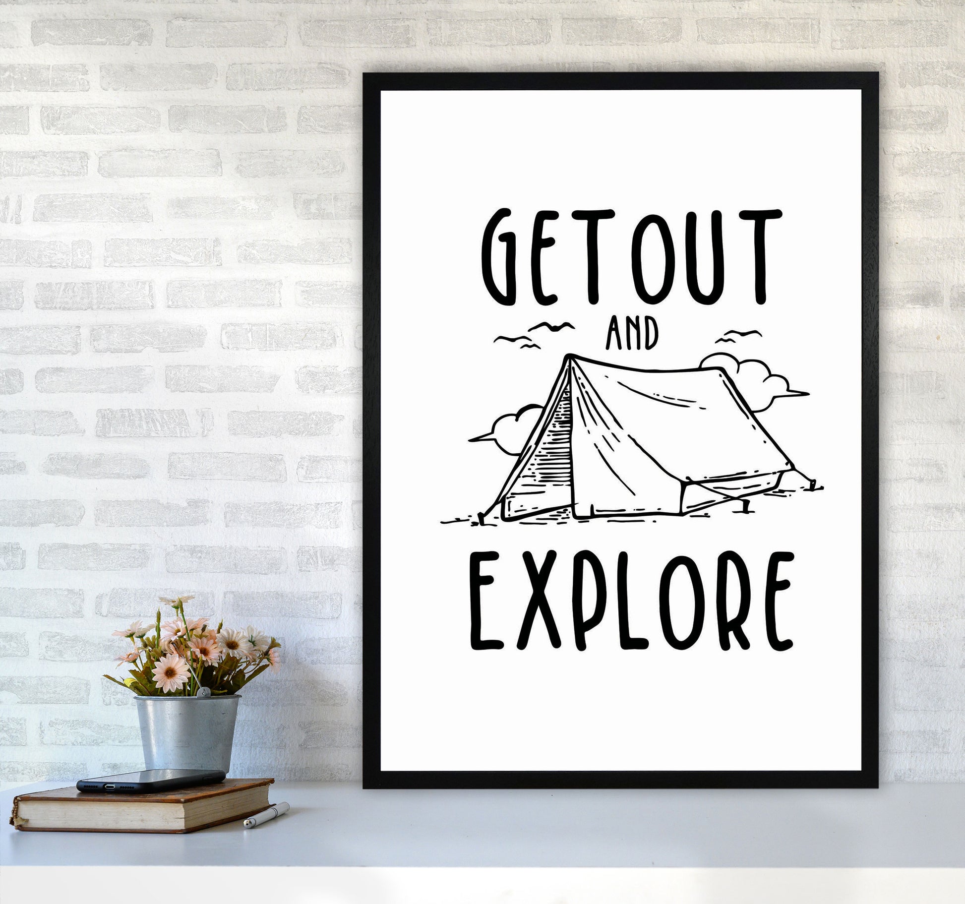 Get Out And Explore Art Print by Jason Stanley A1 White Frame