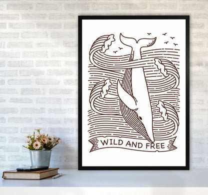 Wild And Free Whale Art Print by Jason Stanley A1 White Frame
