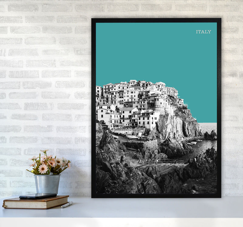 Halftone Italy Blue Art Print by Jason Stanley A1 White Frame