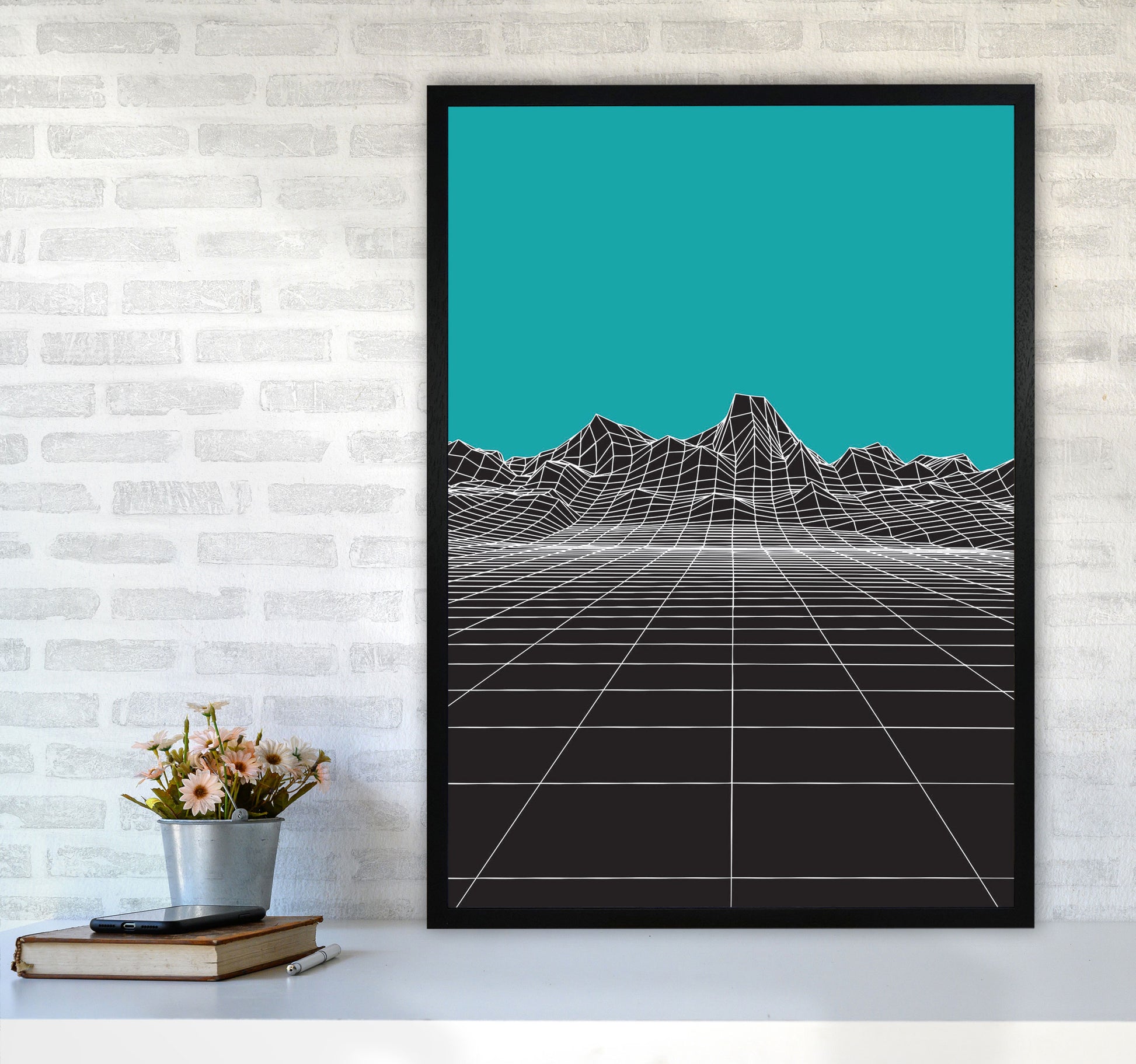 Line Mountains #3 Art Print by Jason Stanley A1 White Frame