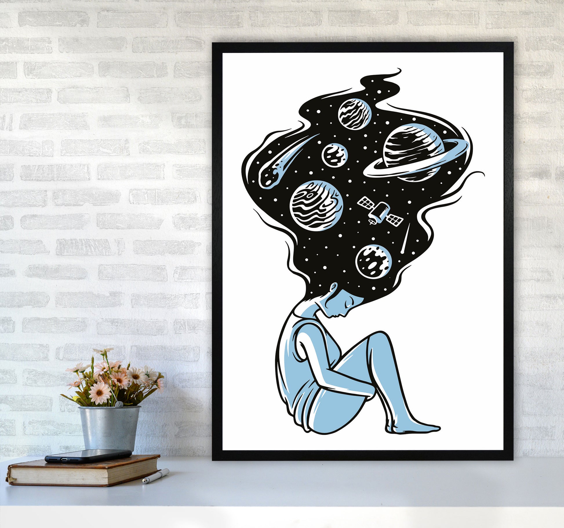 Head In The Clouds Art Print by Jason Stanley A1 White Frame