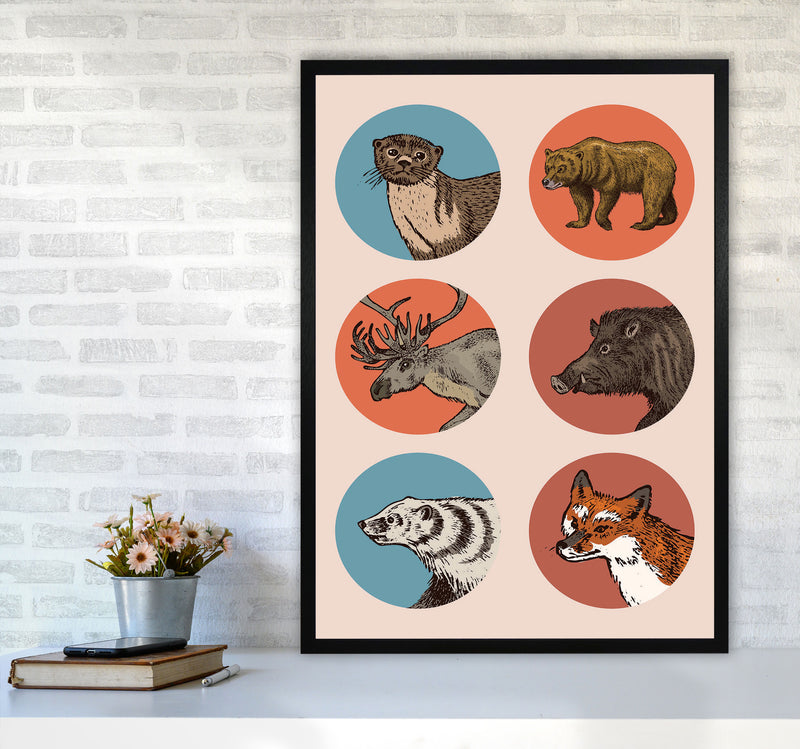 Animal Circles II Art Print by Jason Stanley A1 White Frame