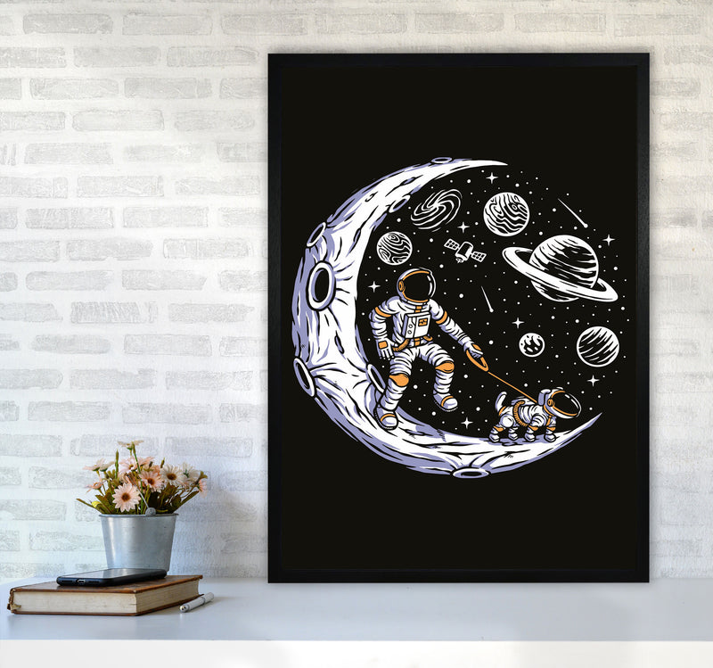 Doggie Moon Walks Art Print by Jason Stanley A1 White Frame