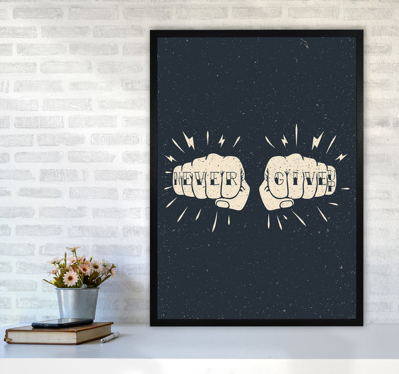 Never Give Up! Art Print by Jason Stanley A1 White Frame