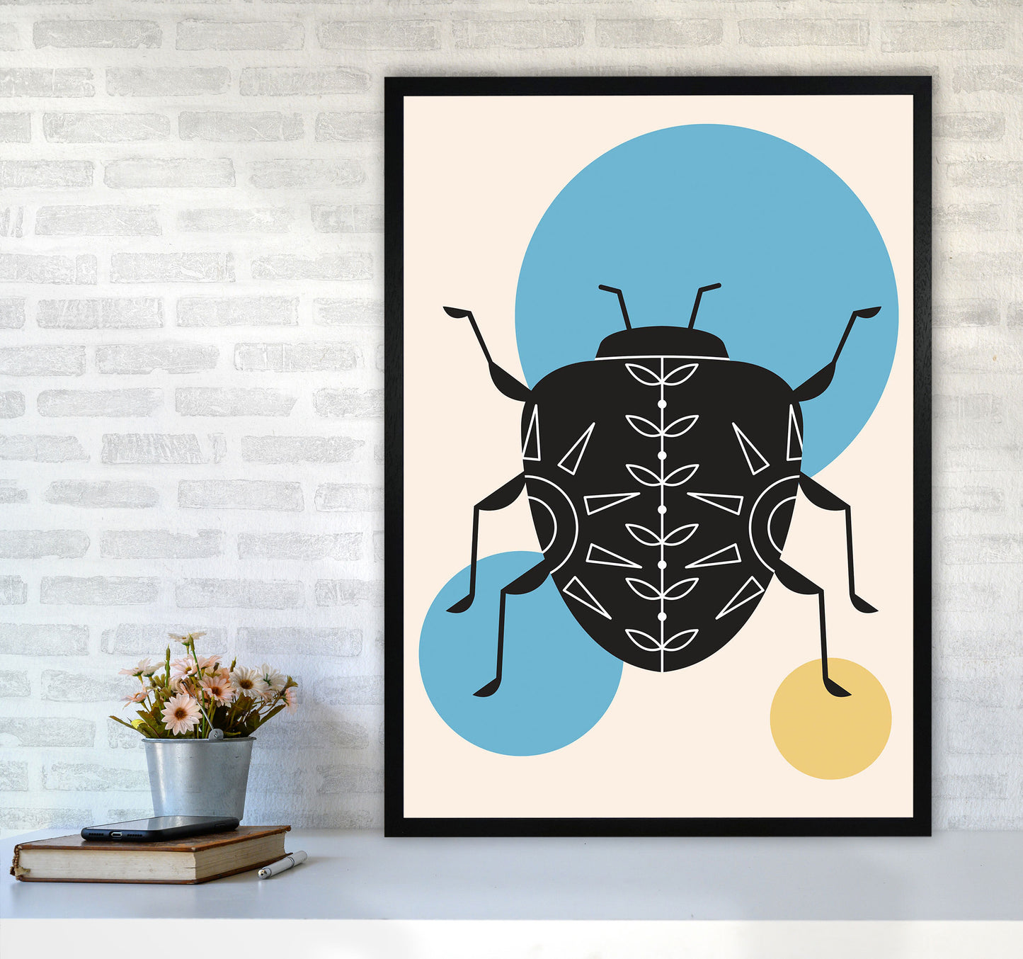 Lonely Beetle Art Print by Jason Stanley A1 White Frame