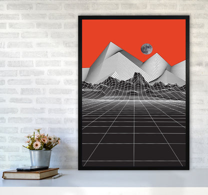 Moon Rise Red Art Print by Jason Stanley A1 White Frame
