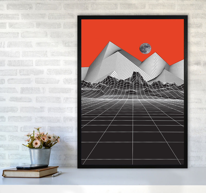 Moon Rise Red Art Print by Jason Stanley A1 White Frame