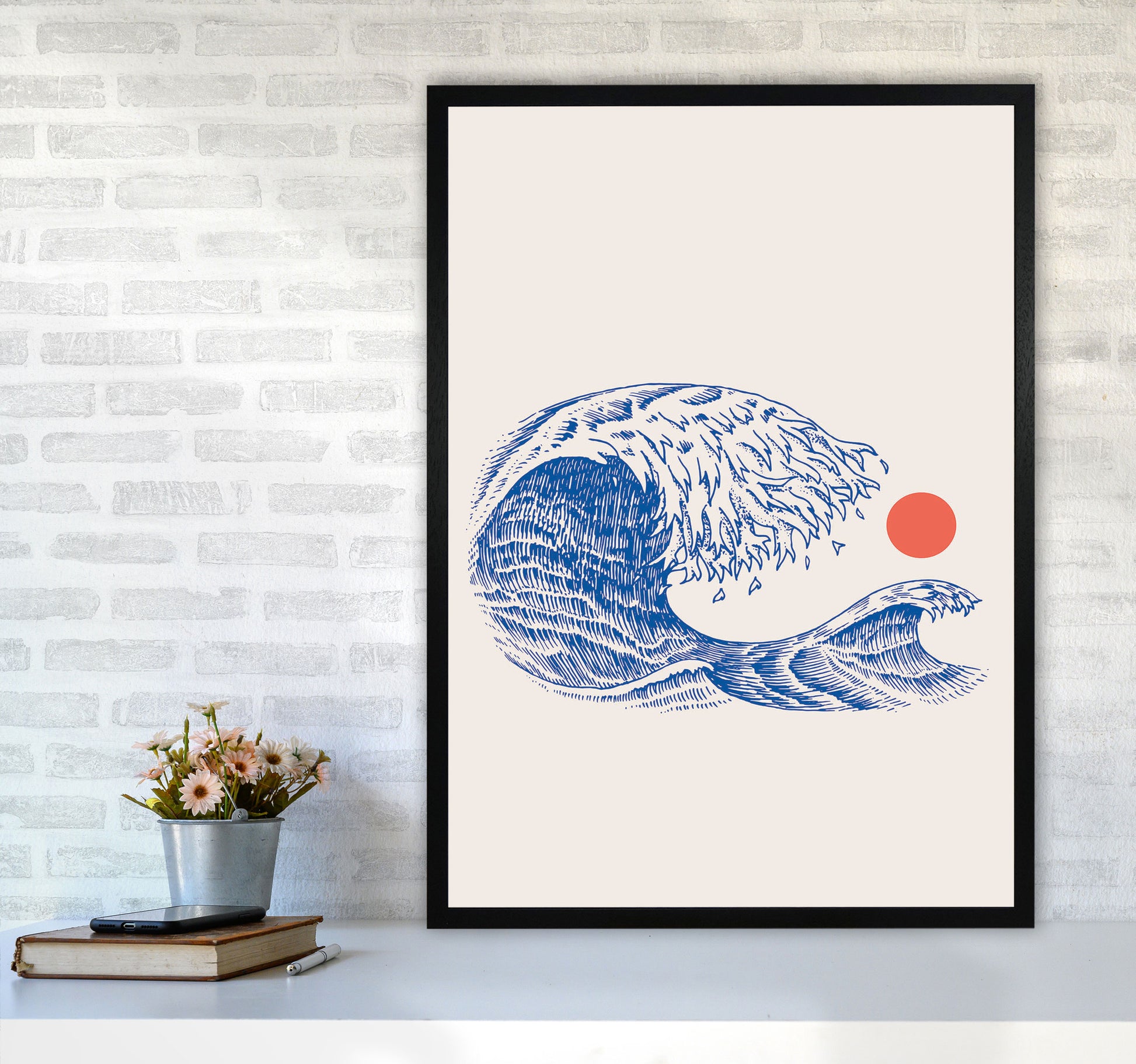 The Wave II Art Print by Jason Stanley A1 White Frame