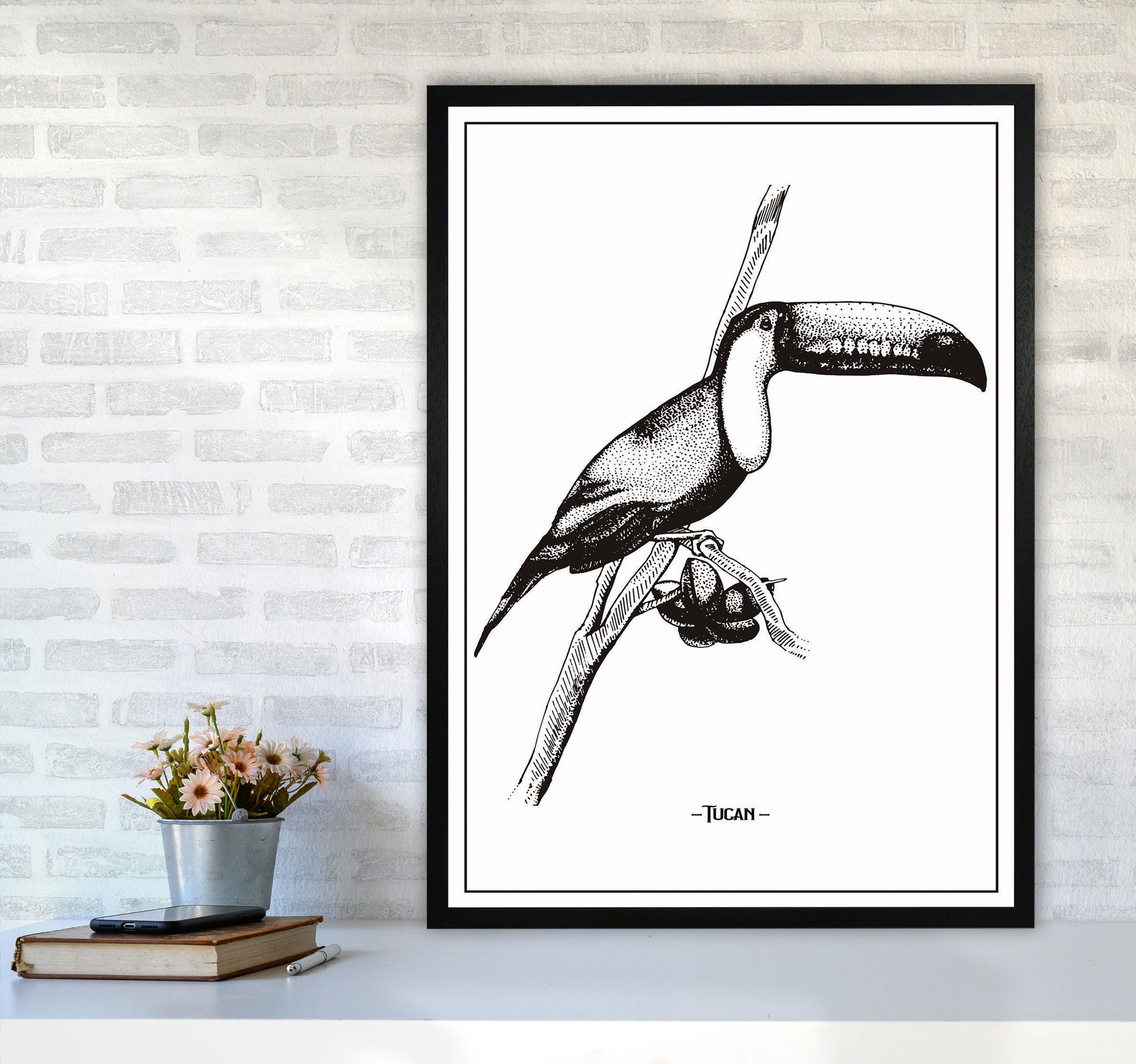 Tucan Art Print by Jason Stanley A1 White Frame