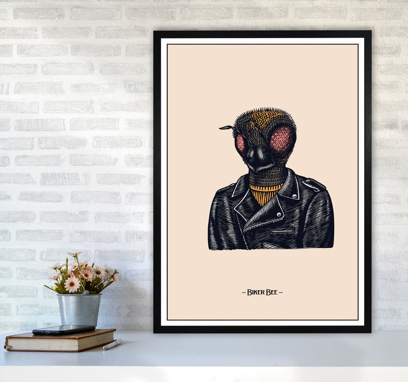 Biker Bee Art Print by Jason Stanley A1 White Frame