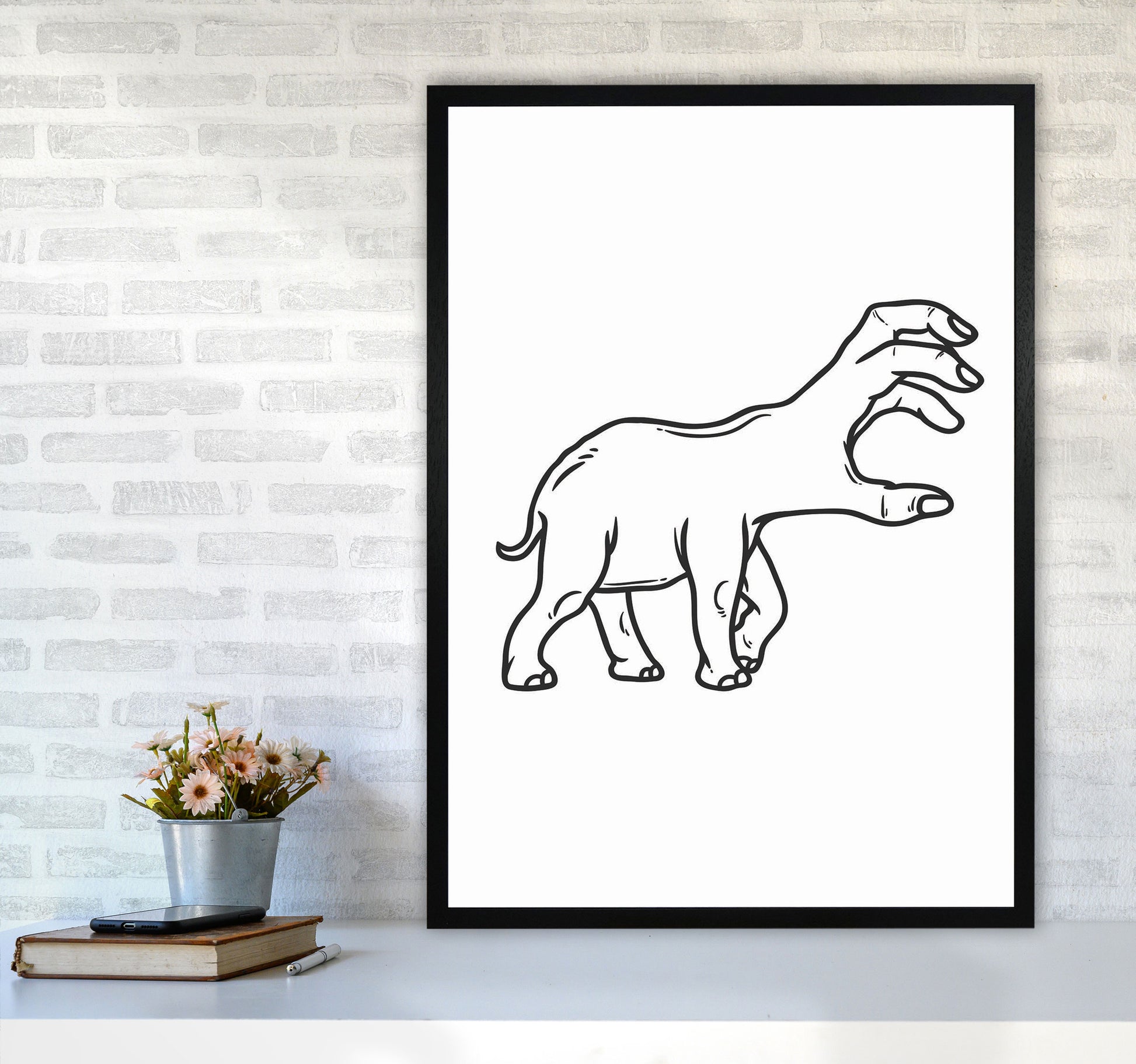 Hand-Head Art Print by Jason Stanley A1 White Frame