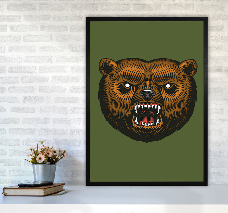 Ol Grizzly Art Print by Jason Stanley A1 White Frame