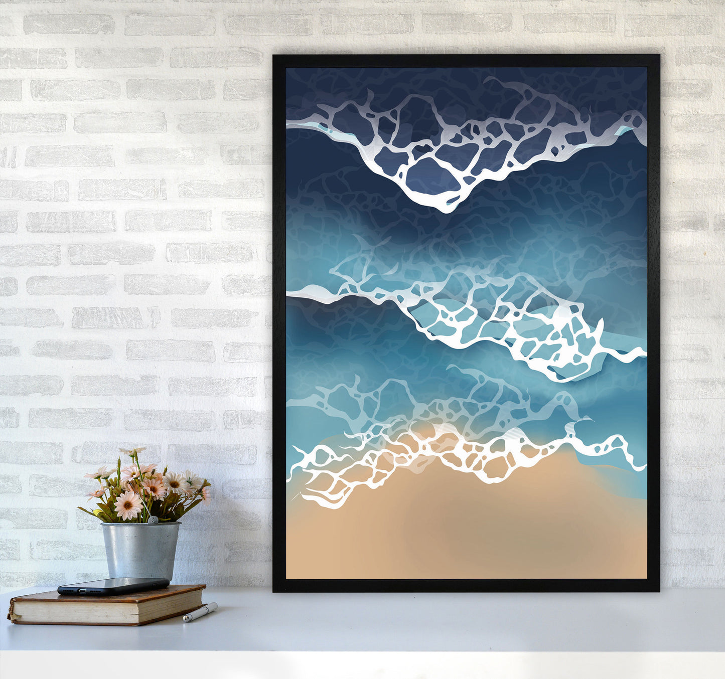 Ocean Waves Art Print by Jason Stanley A1 White Frame
