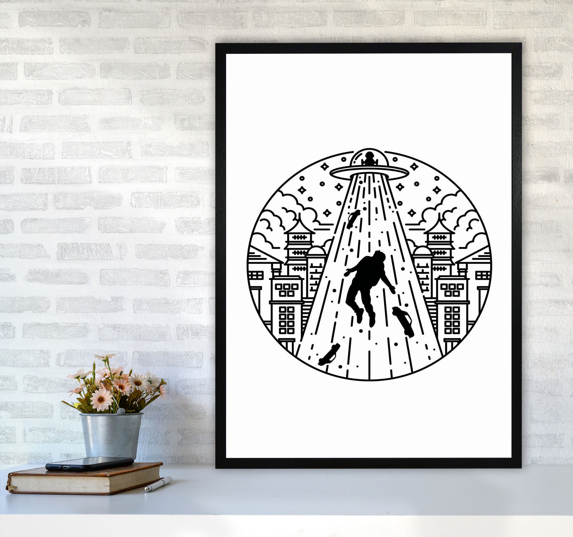 Alien Invasion Art Print by Jason Stanley A1 White Frame