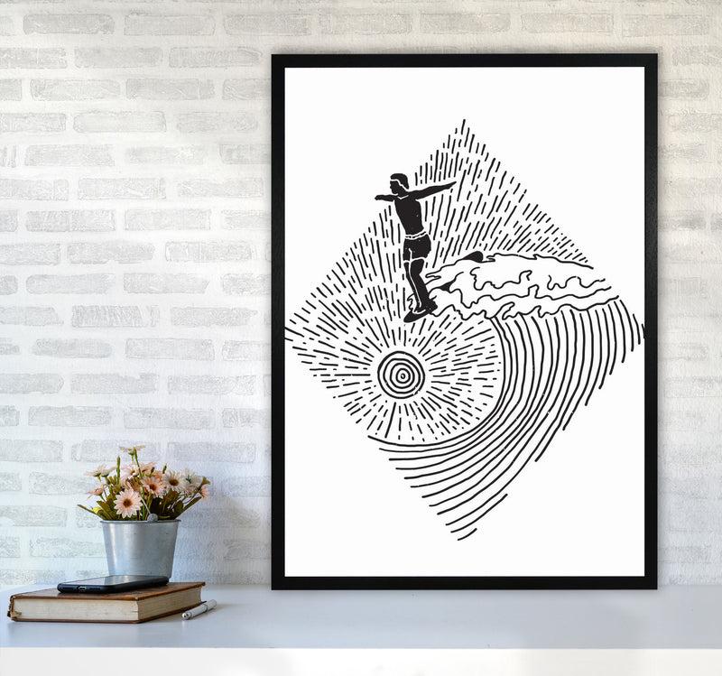Surfer Line Drawing Art Print by Jason Stanley A1 White Frame