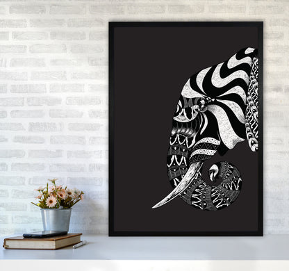 Ornate Elephant Art Print by Jason Stanley A1 White Frame