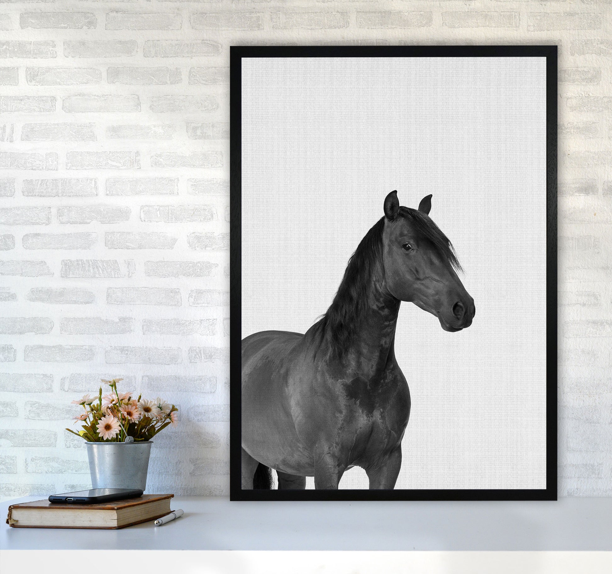 The Dark Horse Rides At Night Art Print by Jason Stanley A1 White Frame