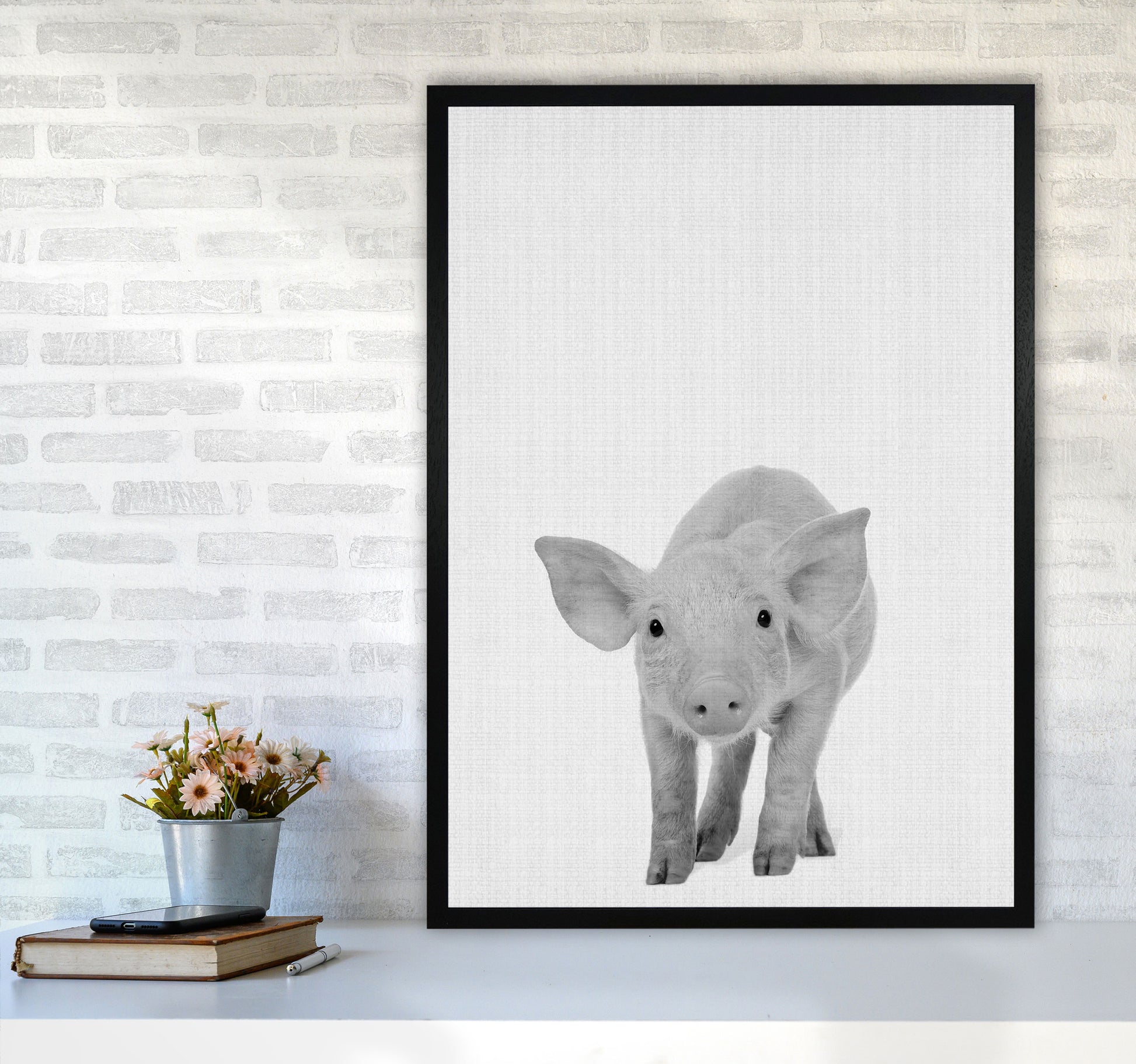 The Cutest Pig Art Print by Jason Stanley A1 White Frame
