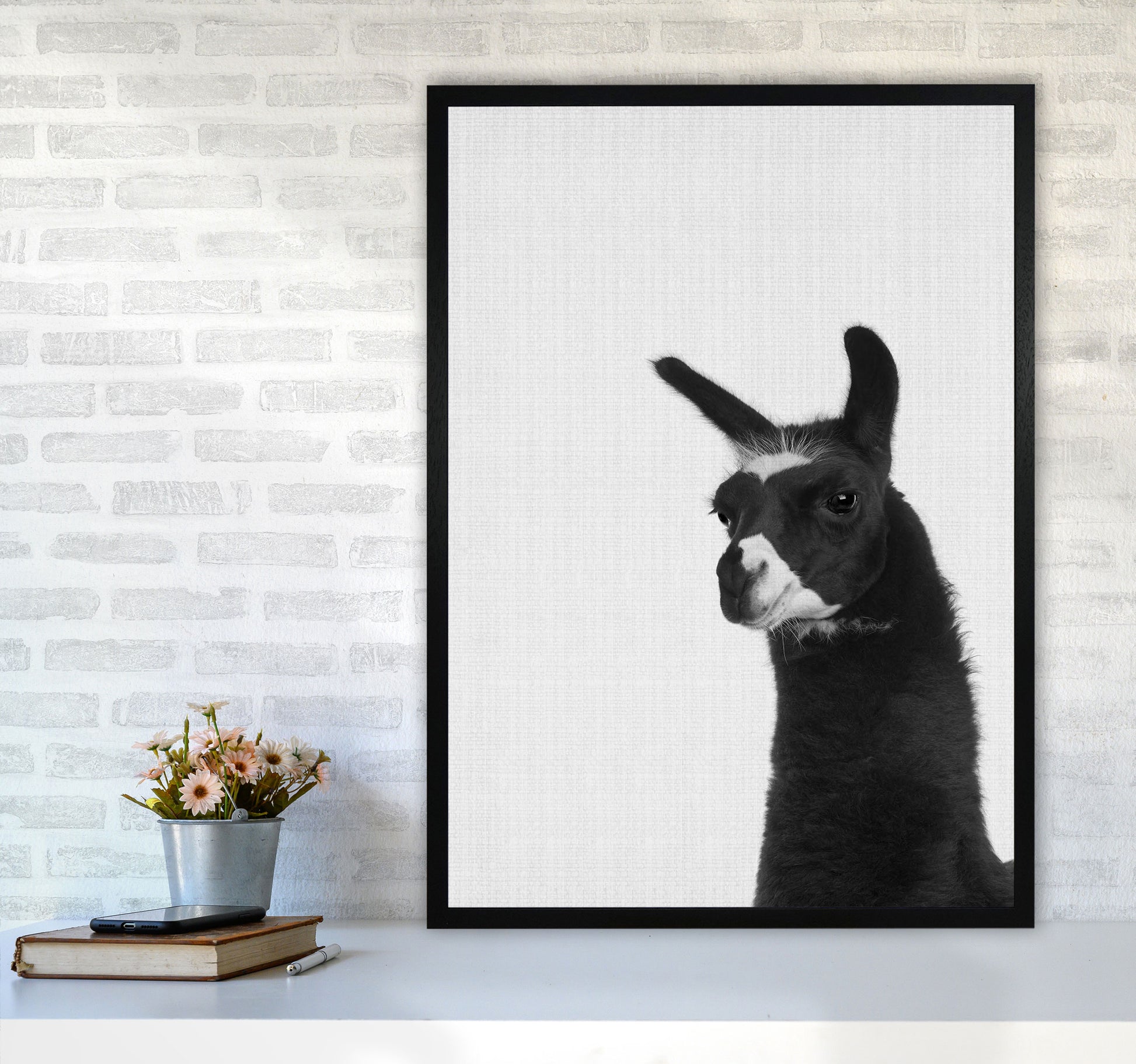 Llama #2 Art Print by Jason Stanley A1 White Frame