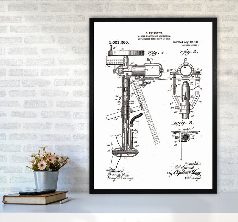 Outboard Boat Propeller Patent Art Print by Jason Stanley A1 White Frame