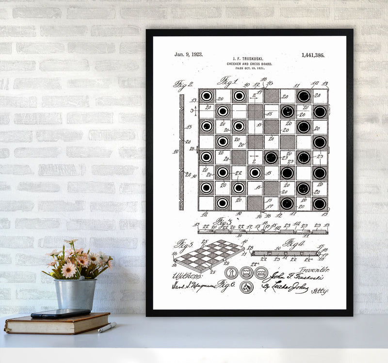 Chess And Checkers Board Patent Art Print by Jason Stanley A1 White Frame