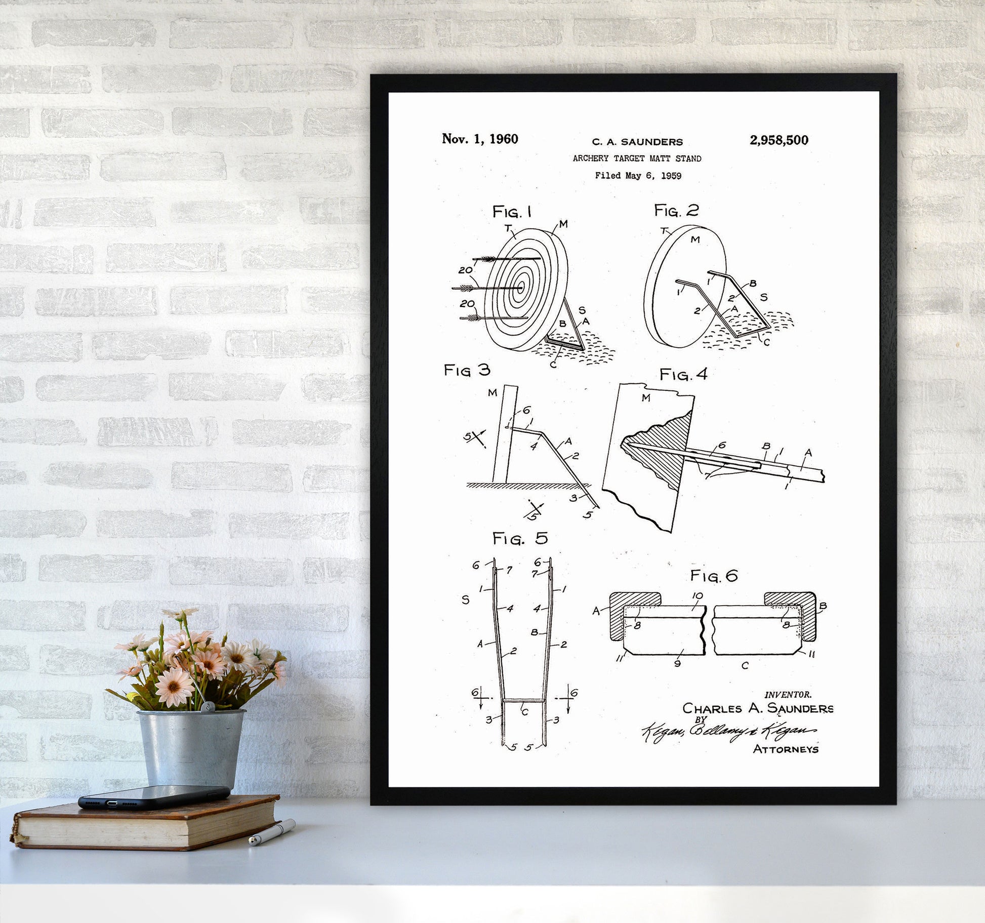 Archery Target Stand Patent Art Print by Jason Stanley A1 White Frame