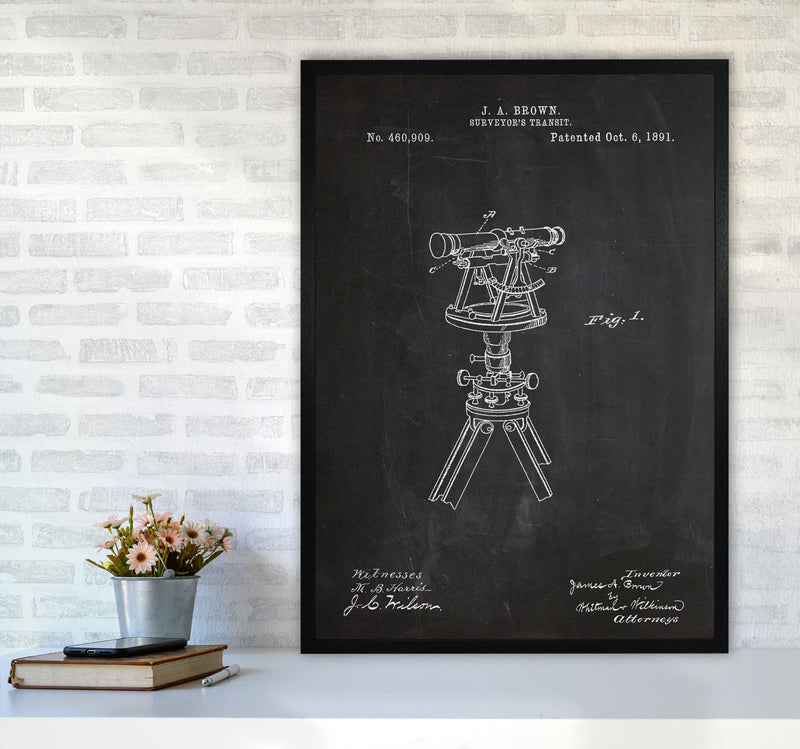 Surveyor's Transit Patent Art Print by Jason Stanley A1 White Frame
