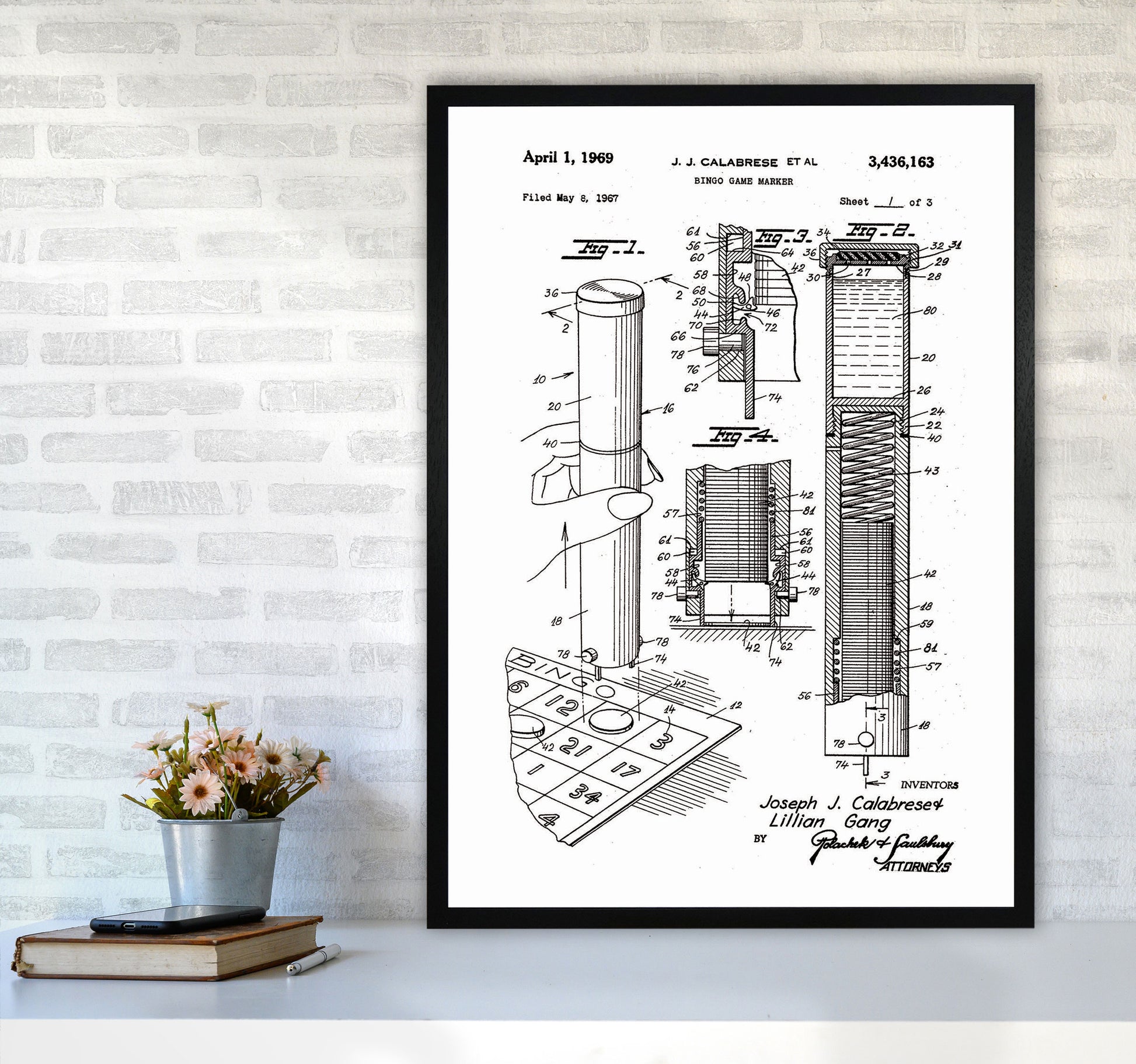 Bingo Game Marker Patent Art Print by Jason Stanley A1 White Frame