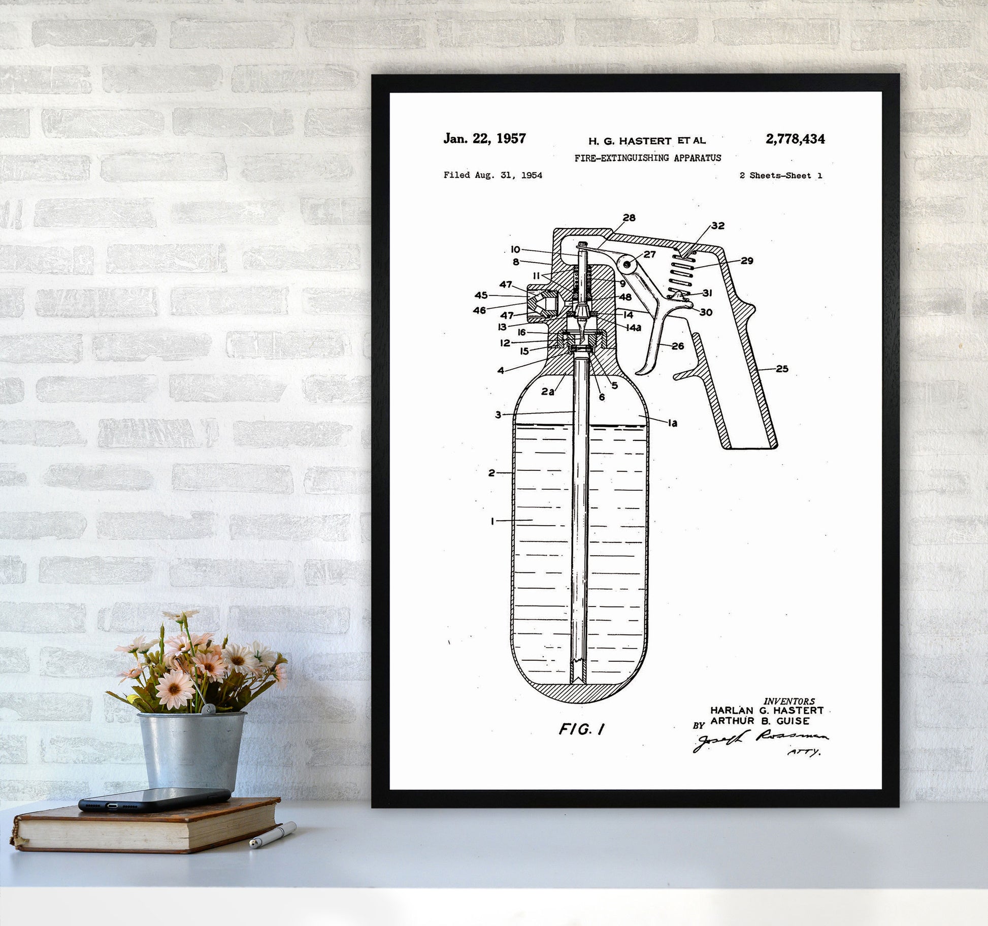 Fire Extinguisher Patent Art Print by Jason Stanley A1 White Frame