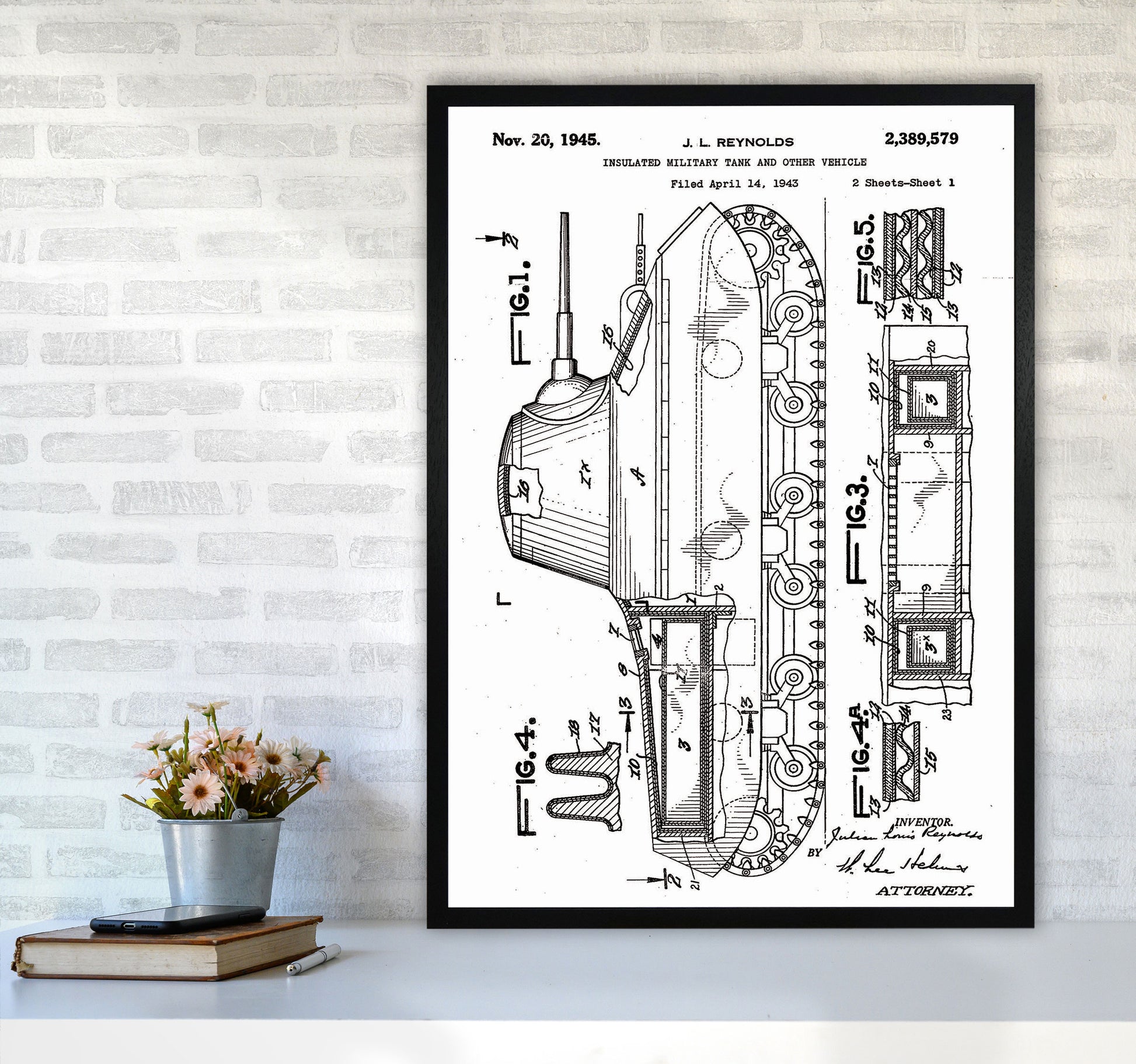 Military Tank 2 Patent Art Print by Jason Stanley A1 White Frame