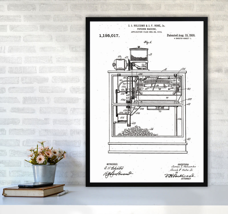 Popcorn Machine Patent Art Print by Jason Stanley A1 White Frame