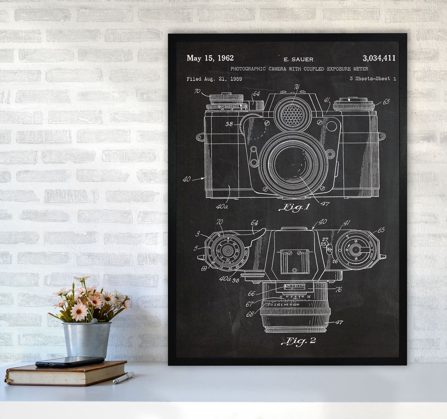 Vintage Camera Patent Art Print by Jason Stanley A1 White Frame