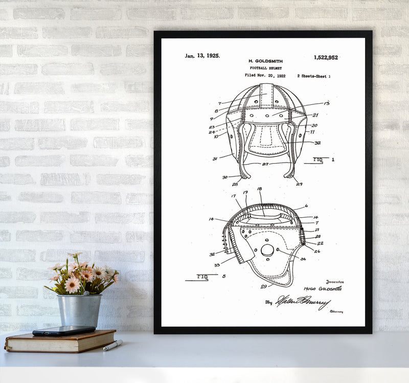 Football Helmet Patent Art Print by Jason Stanley A1 White Frame