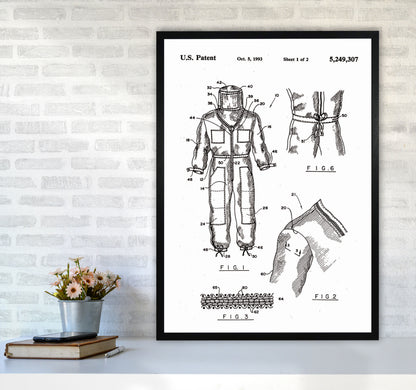 Bee Keeper Suit Patent Art Print by Jason Stanley A1 White Frame