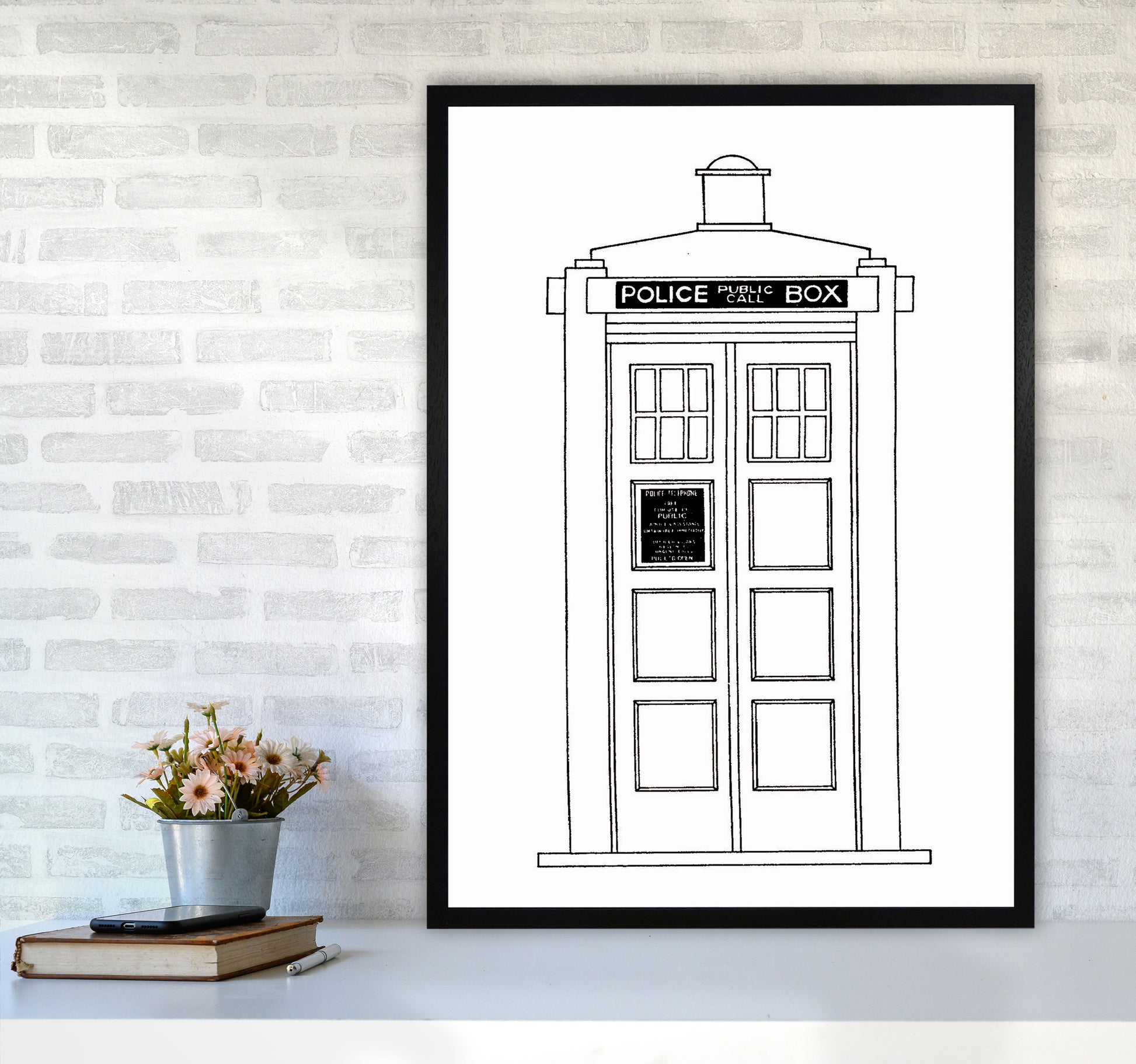 Police Call Box Patent Art Print by Jason Stanley A1 White Frame