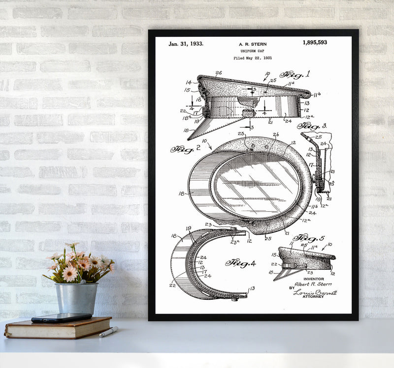 Police Man Hat Patent Art Print by Jason Stanley A1 White Frame