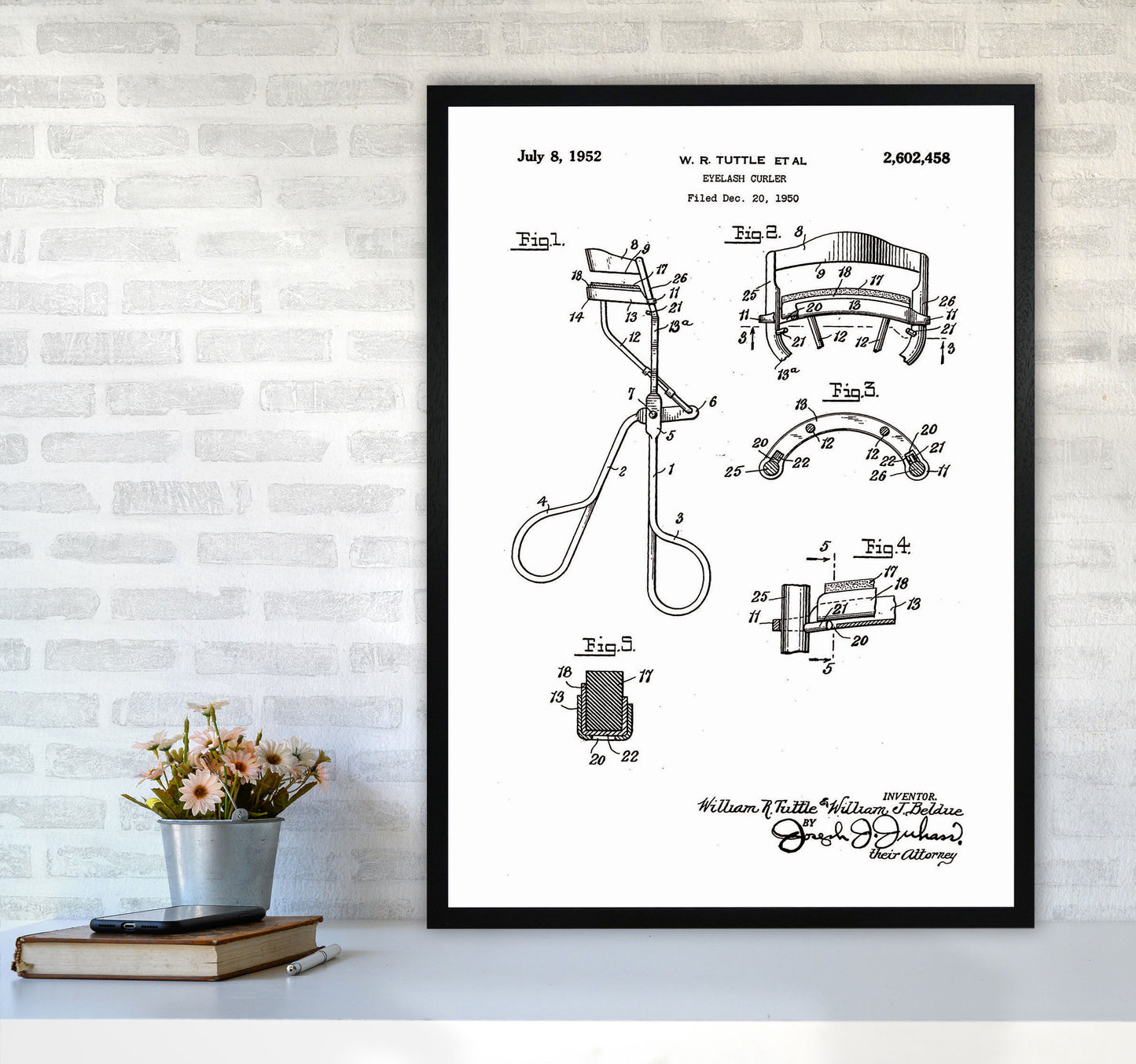 Eyelash Curler Patent Art Print by Jason Stanley A1 White Frame