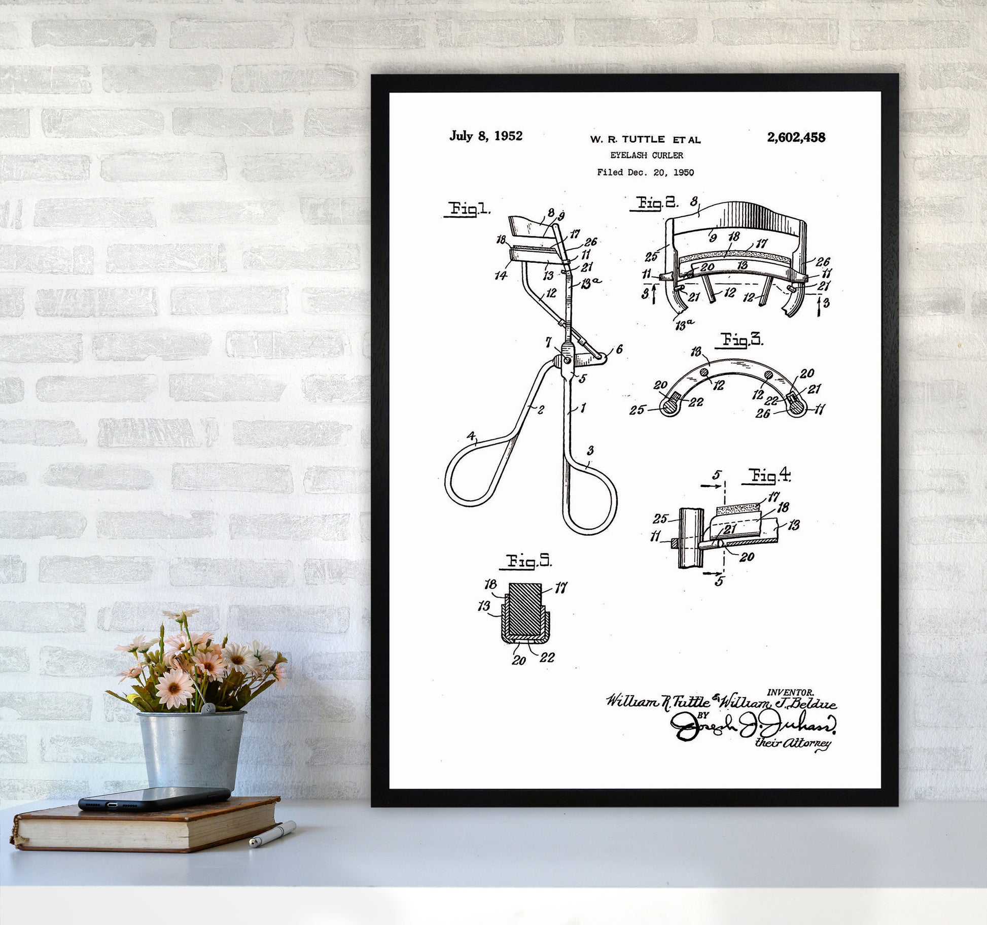 Eyelash Curler Patent Art Print by Jason Stanley A1 White Frame