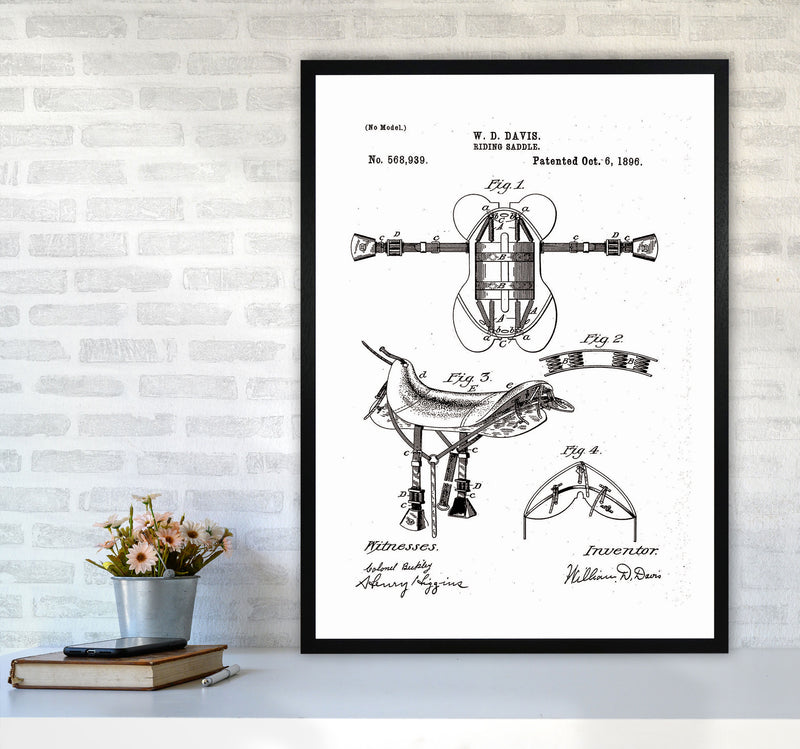 Riding Saddle Patent Art Print by Jason Stanley A1 White Frame