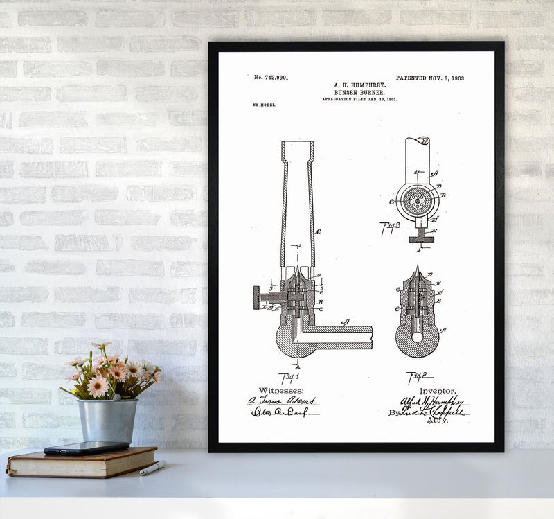 Bunsen Burner Patent Art Print by Jason Stanley A1 White Frame
