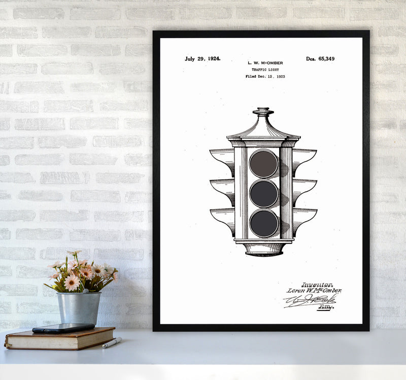 Traffic Light Patent Art Print by Jason Stanley A1 White Frame