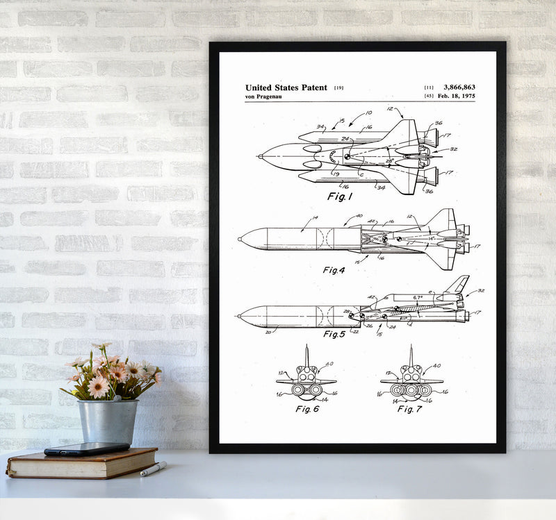 Space Shuttle Patent Art Print by Jason Stanley A1 White Frame