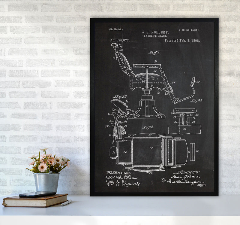 Barber's Chair Patent Art Print by Jason Stanley A1 White Frame