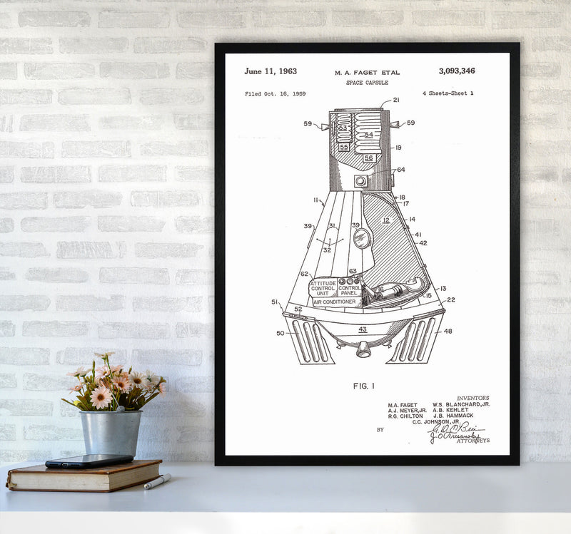 Space Capsule Patent Art Print by Jason Stanley A1 White Frame
