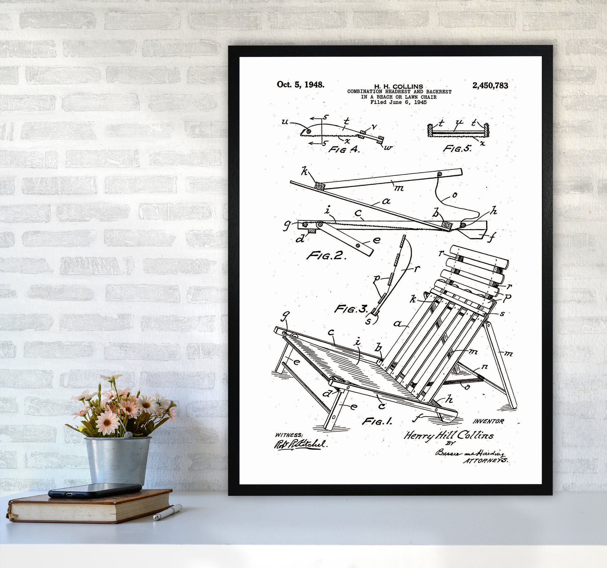 Beach Chair Patent Art Print by Jason Stanley A1 White Frame