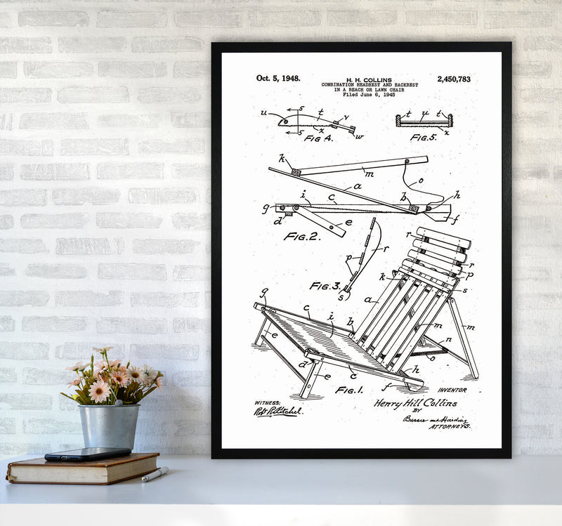 Beach Chair Patent Art Print by Jason Stanley A1 White Frame