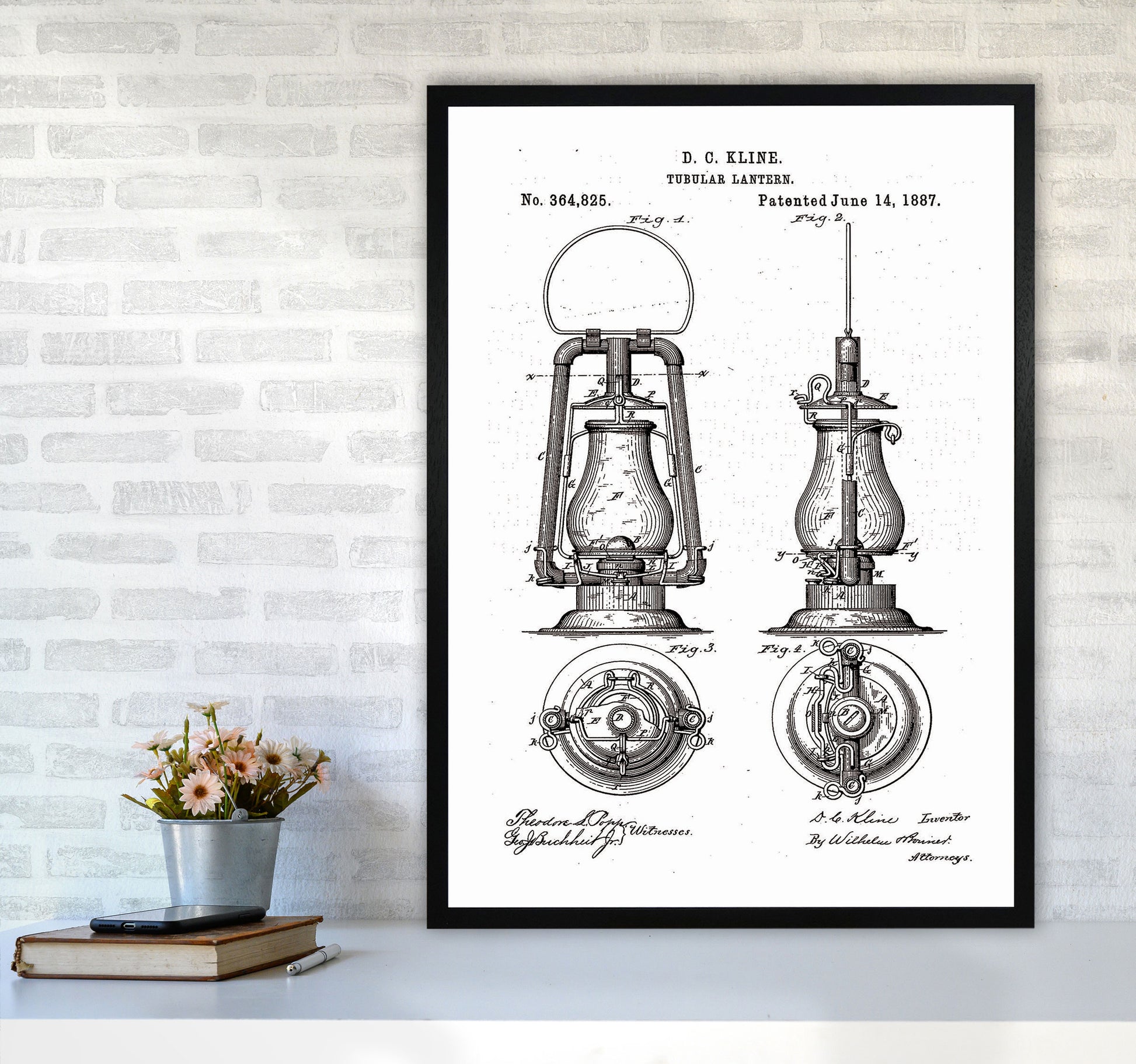 Vintage Lamp Patent Art Print by Jason Stanley A1 White Frame