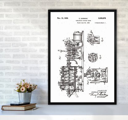 Butter Churn Patent Art Print by Jason Stanley A1 White Frame