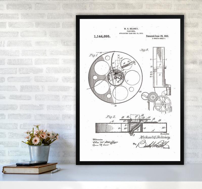 Film Reel Patent 2 Art Print by Jason Stanley A1 White Frame